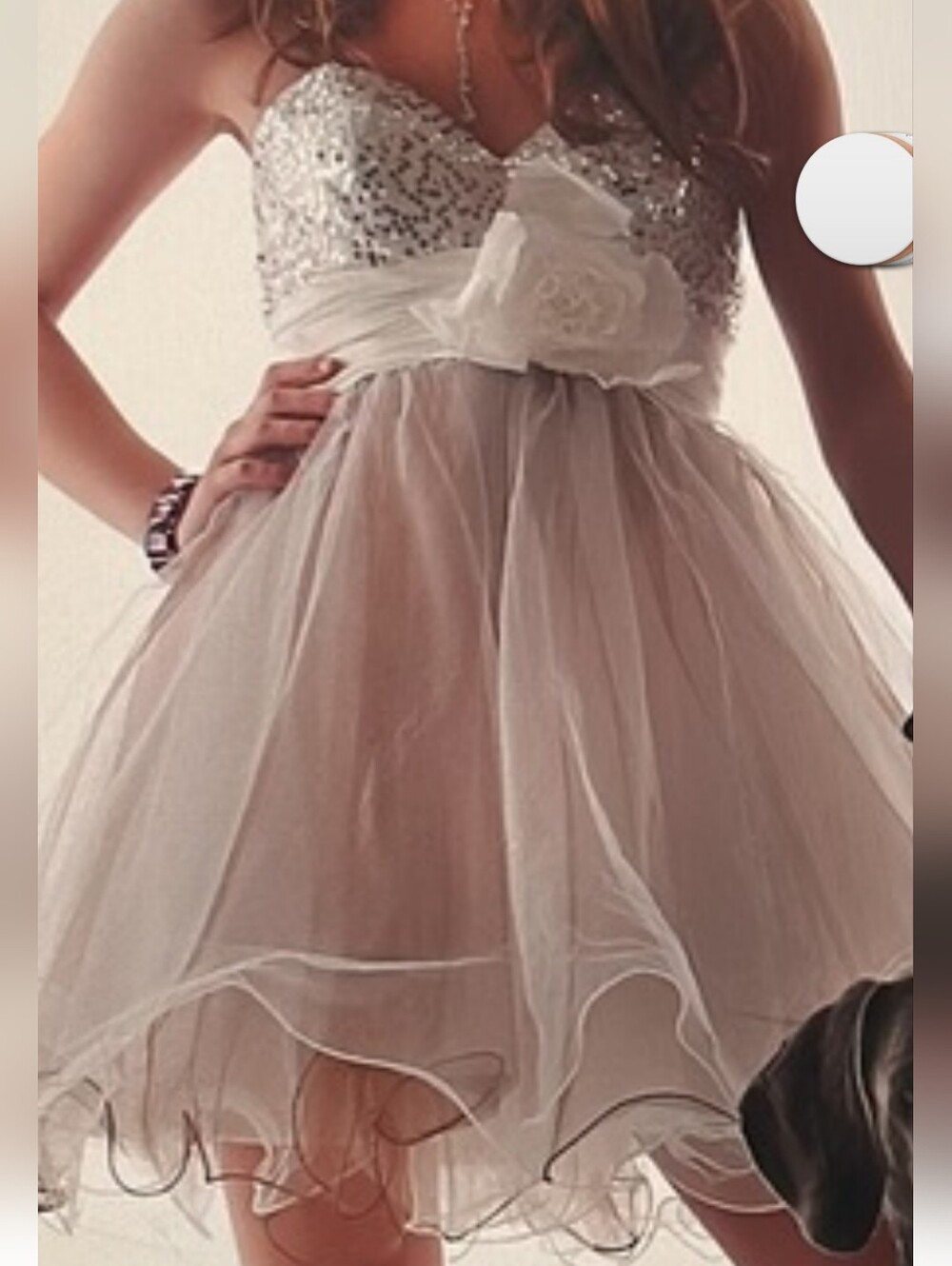 Nwt Light In The Box Silver Sequin & White Tulle Party Dress Size 6